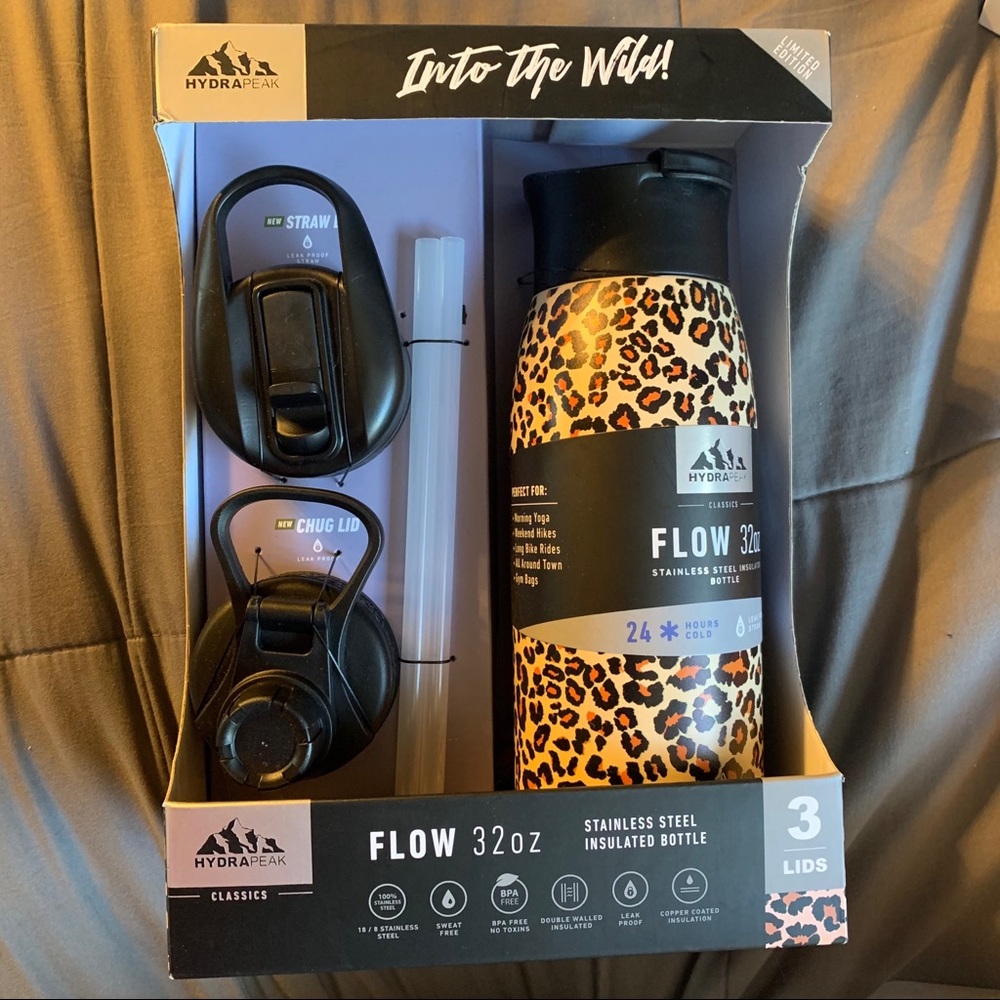 Hydrapeak 32 oz insulated bottle leopard print